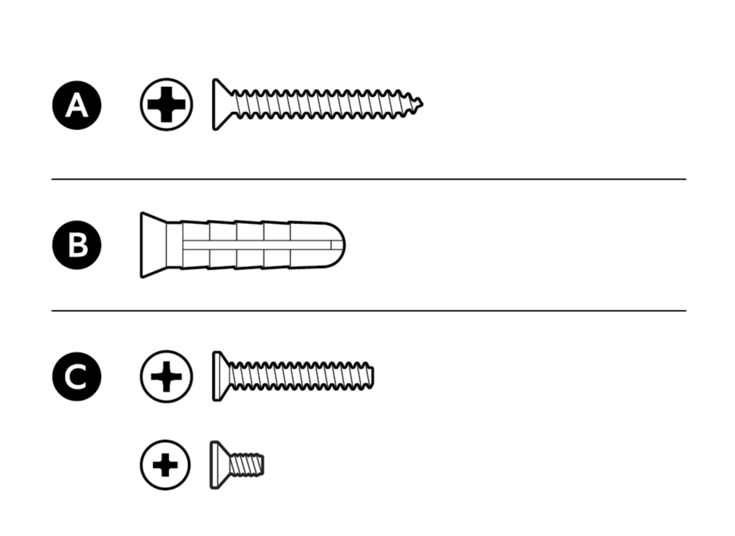 Illustration to show screws and hardware included with Retrofit Kit for Wired Doorbells