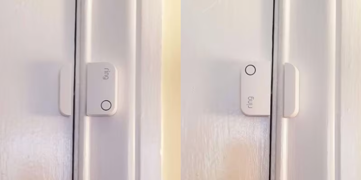 Contact Sensor (2nd Gen) with the sensor installed on the trim and magnet on the door; then the sensor on the door and magnet on the trim.