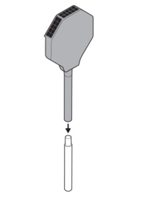 Illustration showing to attach the Ring Beacon to the additional pole for installation.