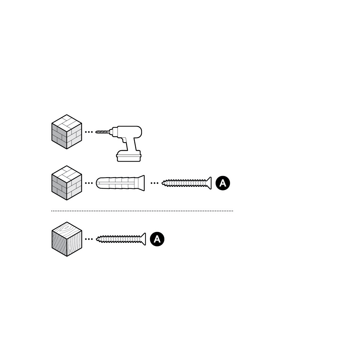 Drill template for the A screws 