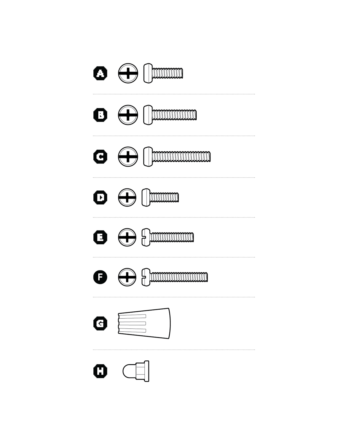 Illustration of the hardware and screws included with Floodlight Cam (2nd Gen)