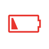 Icon of red battery at 0% charge