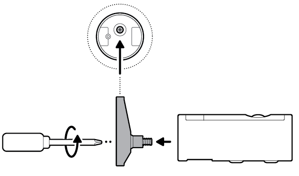 Illustration to show unscrewing the camera mount to detach it from the camera.