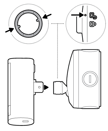 Illustration to show aligning the hex joint with the junction box cover mount and inserting it.