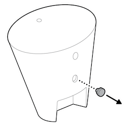 An illustration of the rubber cap on the back of the device being removed.