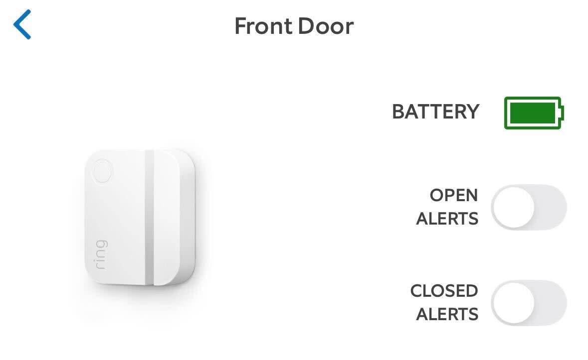 Illustration showing what a cleared status of a Ring Alarm device will look like in the Ring app. 