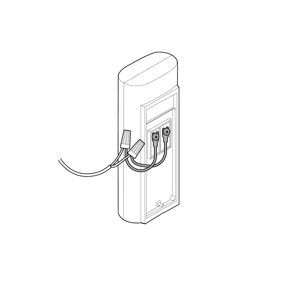 Line drawing of a window frame with decorative curved details