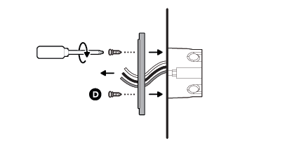 Diagram showing wall mount installation steps with three wires, anchors, and screws