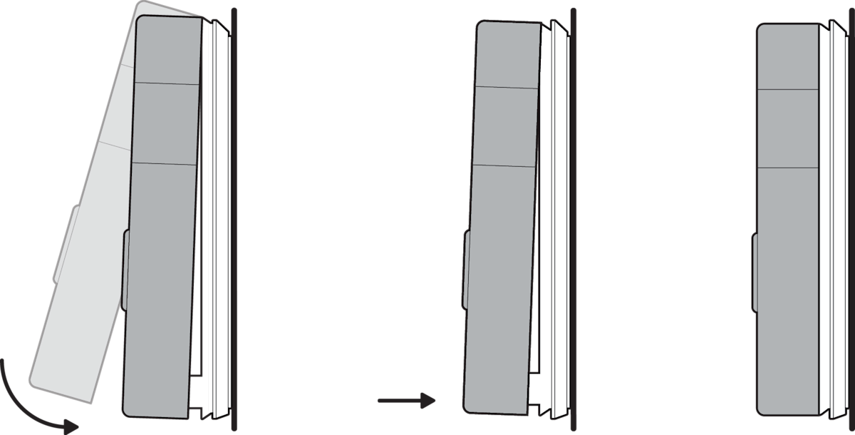 Illustration of how to attach the Ring Battery Doorbell to the No Drill Mount Mounting Bracket.