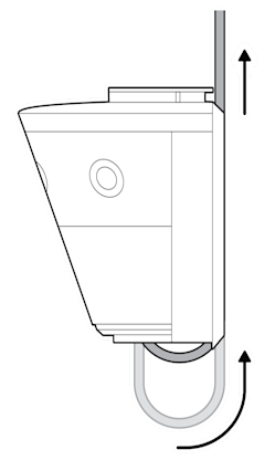 An illustration of the power or Ethernet cable being gently pulled upward to remove slack in the cable.