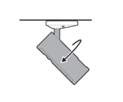 Illustration to show rotation of the camera on the ceiling.