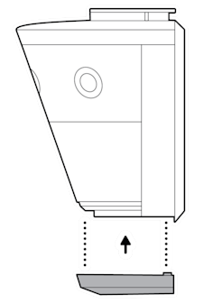 An illustration of the bottom mounting plate being device being attached to the bottom of the device.