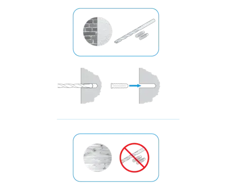 Diagram showing when to use anchors for installation.