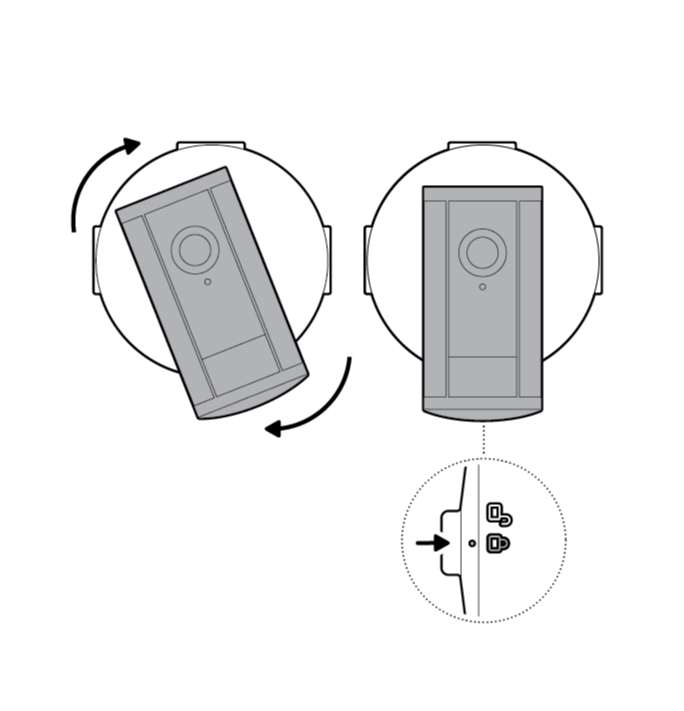 Illustration to show turning the camera until it locks into place.