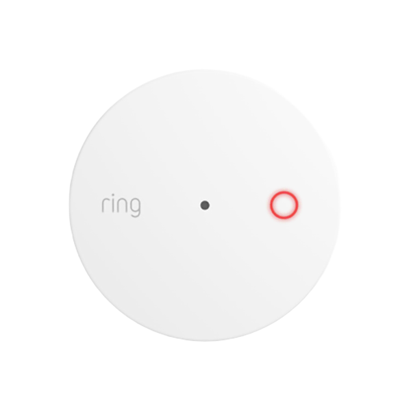 A circular sensor with a red circle LED light flashing three times across from the word "ring."