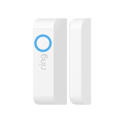 Contact Sensor (1st Gen) with a blue circle light above the word "Ring" on for five seconds, indicating the device has paired to the Base Station.