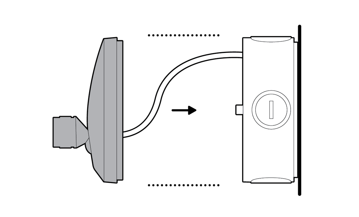 Illustration showing how to close the junction box with the junction box cover mount.