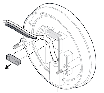 Illustration showing to unscrew and remove the cable clamp if you are adjusting the power cable length.
