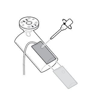 Illustration to show attaching the cable bracket and securing it with the screw.