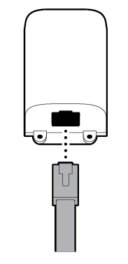 Illustration to show inserting the Ethernet cable through the knockout, ensuring the cable gland is snug.