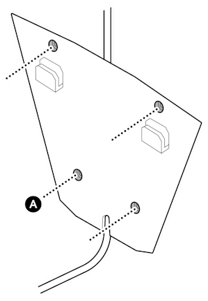 An illustration of the mounting plate being installed using the included screws, labeled A.