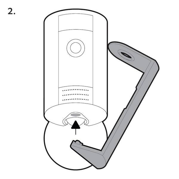 Inserting the bottom part of the privacy cover into the bottom of the Indoor Cam (2nd Gen) first.