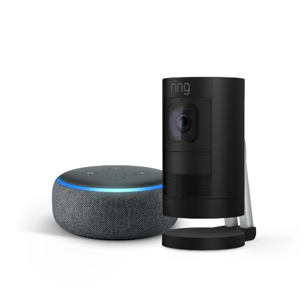 Charcoal Echo Dot and black Stick Up Cam Battery lockup.