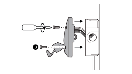 Diagram showing wall mount installation steps with three wires, anchors, and screws