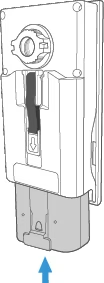lllustration of inserting Quick Release Battery into Peephole Cam (Door View Cam).