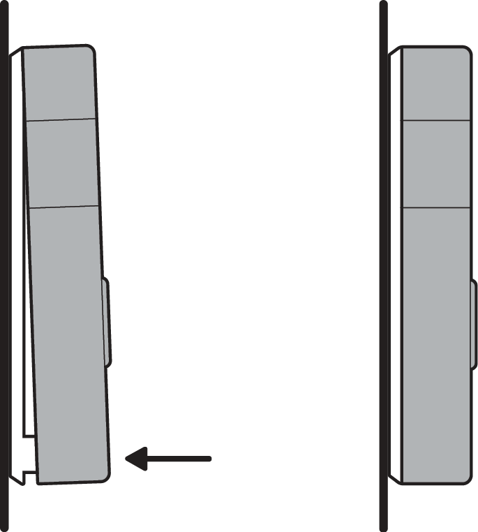 Illustration of the click to secure while mounting the Ring Battery Doorbell.  