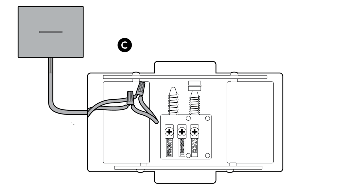 Technical diagram of an in home chime with the Chime Kit mini installated