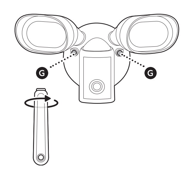 Illustration of how to  remove the shank from the included screwdriver and use the handle to tighten the hex nuts. Then, cover with the included hex nut caps. 