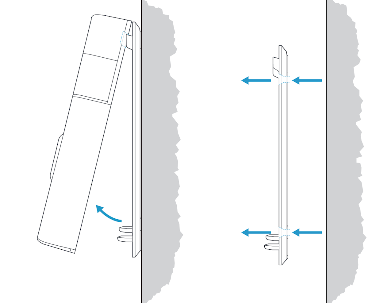 Illustration of removing a doorbell with a removable battery from the wall.