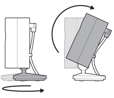 Illustration showing how to tilt the camera to adjust the angle.