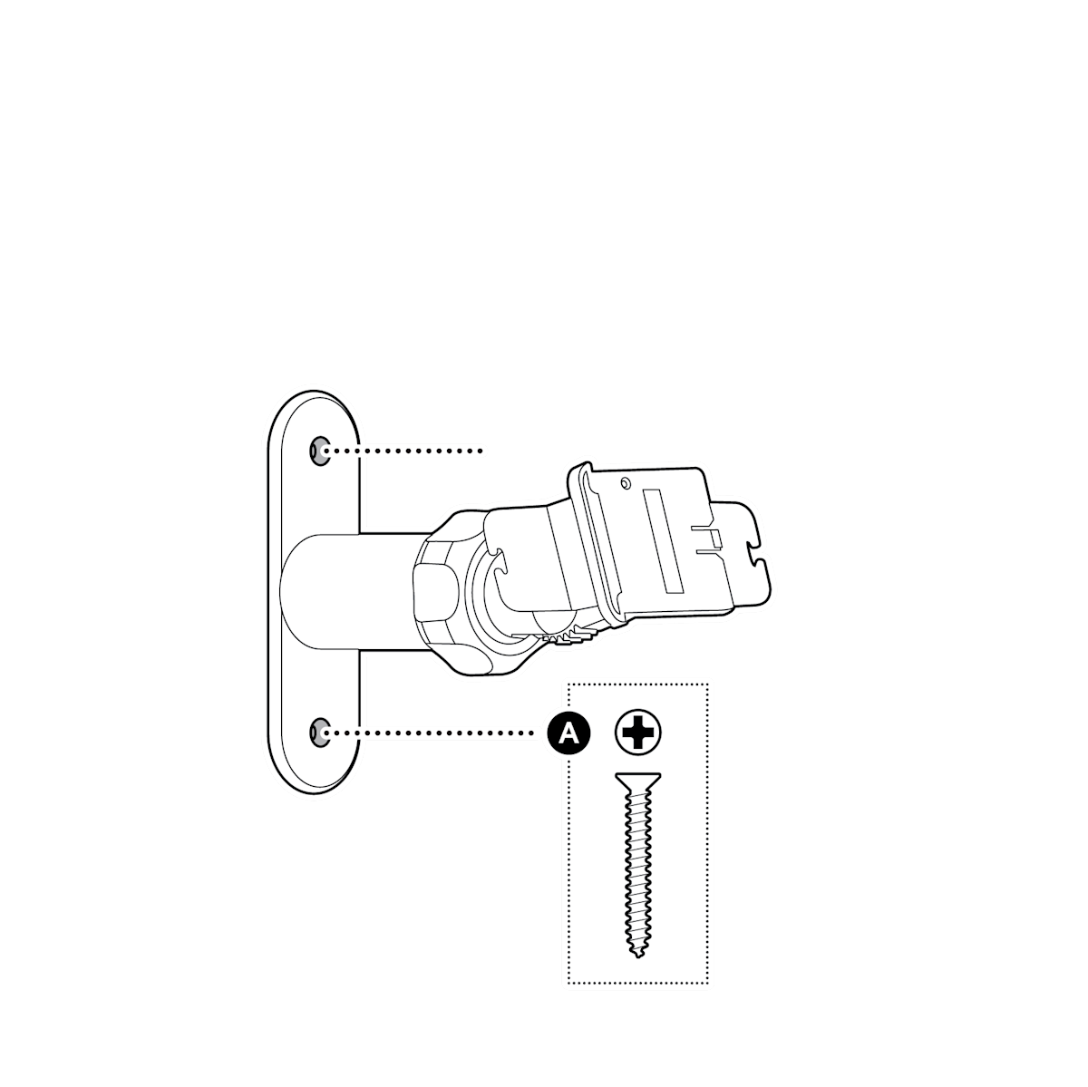 Use the A screws to install the solar panel mount
