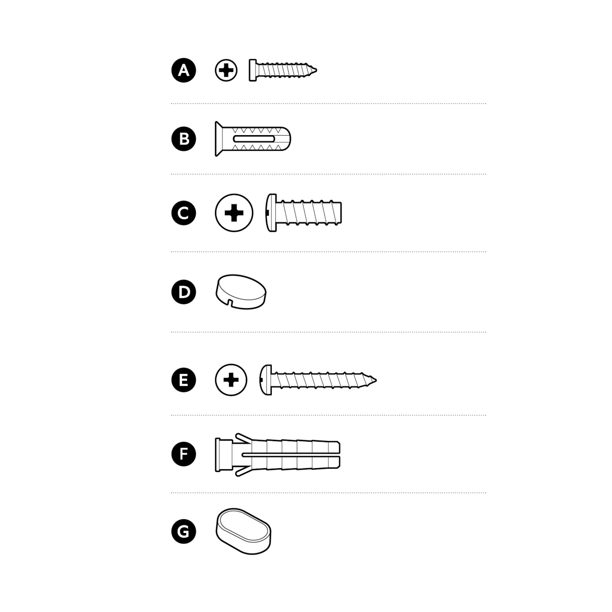 Illustration of included hardware for PoE to USB-C Adapter.