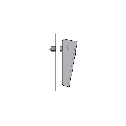 Illustration of inserting the outdoor half of the Peephole Cam 2K through the hole, ensuring the cable reaches the other side.