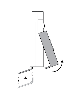 Image showing removal of faceplate using the included removal tool to gently press the orange button on the bottom of the doorbell.