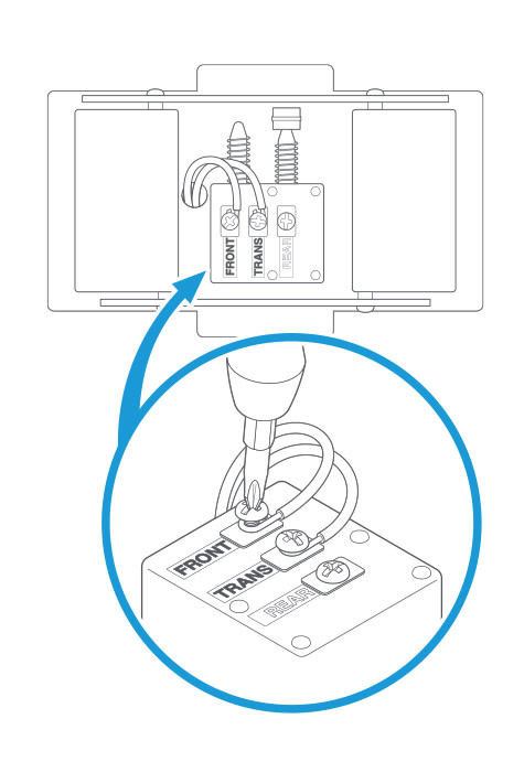 Illustration showing a screw driver loosening the screw on the existing doorbell chime kit.
