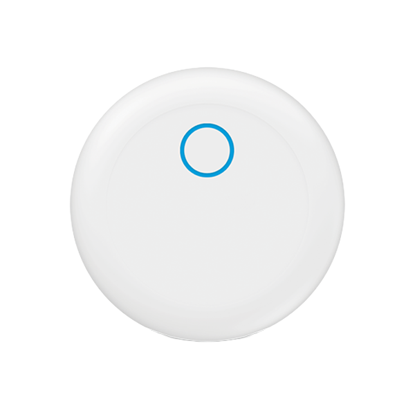 A circular sensor with a solid blue circle LED light on at the top.