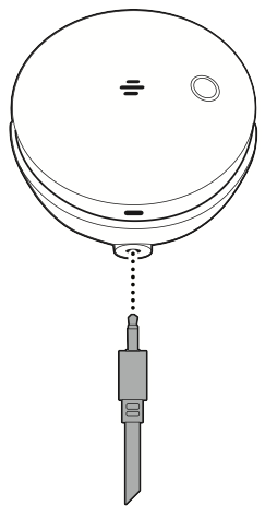 Illustration showing to insert the included cable into the hole on the mounting bracket.