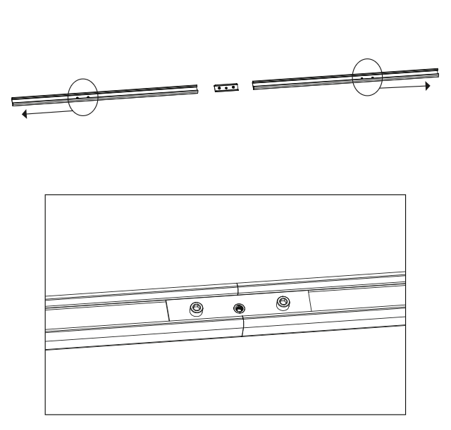 An illustration of the strut channel rails for the Mobile Security Tower being joined together with connectors and screws.