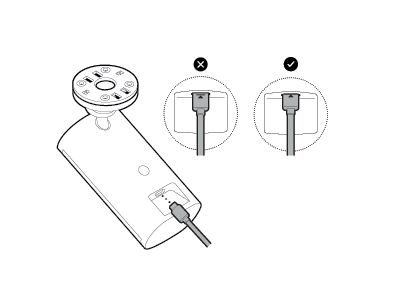 Illustration to show plugging in the power cable until the indicator line is no longer visible.