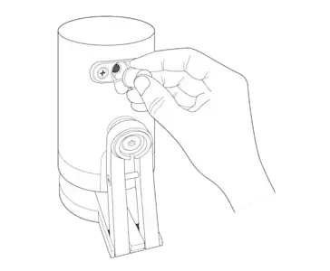 Illustration of the back of a camera showing where to insert the rubber plug from the rear of your Stick Up Cam unit.