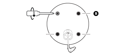 Technical diagram showing a screwdriver tightening screws.  
