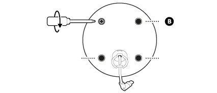 Technical diagram showing a screwdriver tightening screws.  