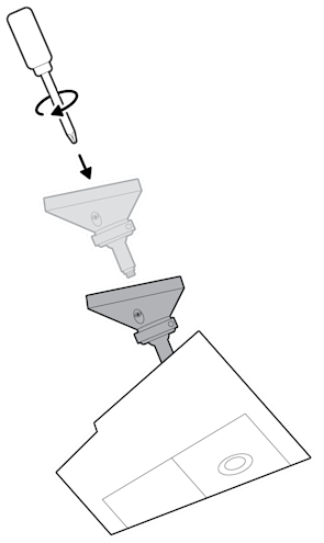 An illustration of the camera mount being installed on the back of the device.