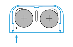 Illustration showing the location of the pinhole reset button on the Ring Alarm Contact Sensor (2nd Gen). 