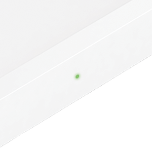 A square white power pack with a small LED light on the side panel alternating between flashing green and orange and the word "ring" in the top corner.