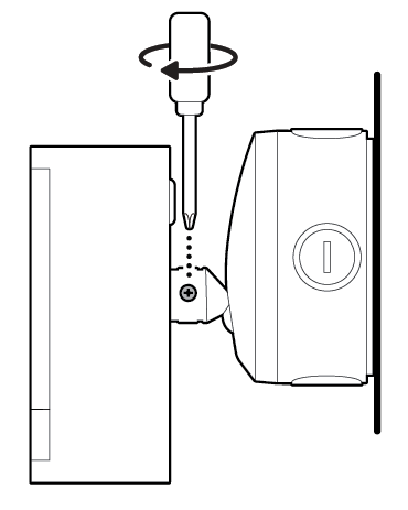 Illustration to show tightening the security screw to secure the camera.